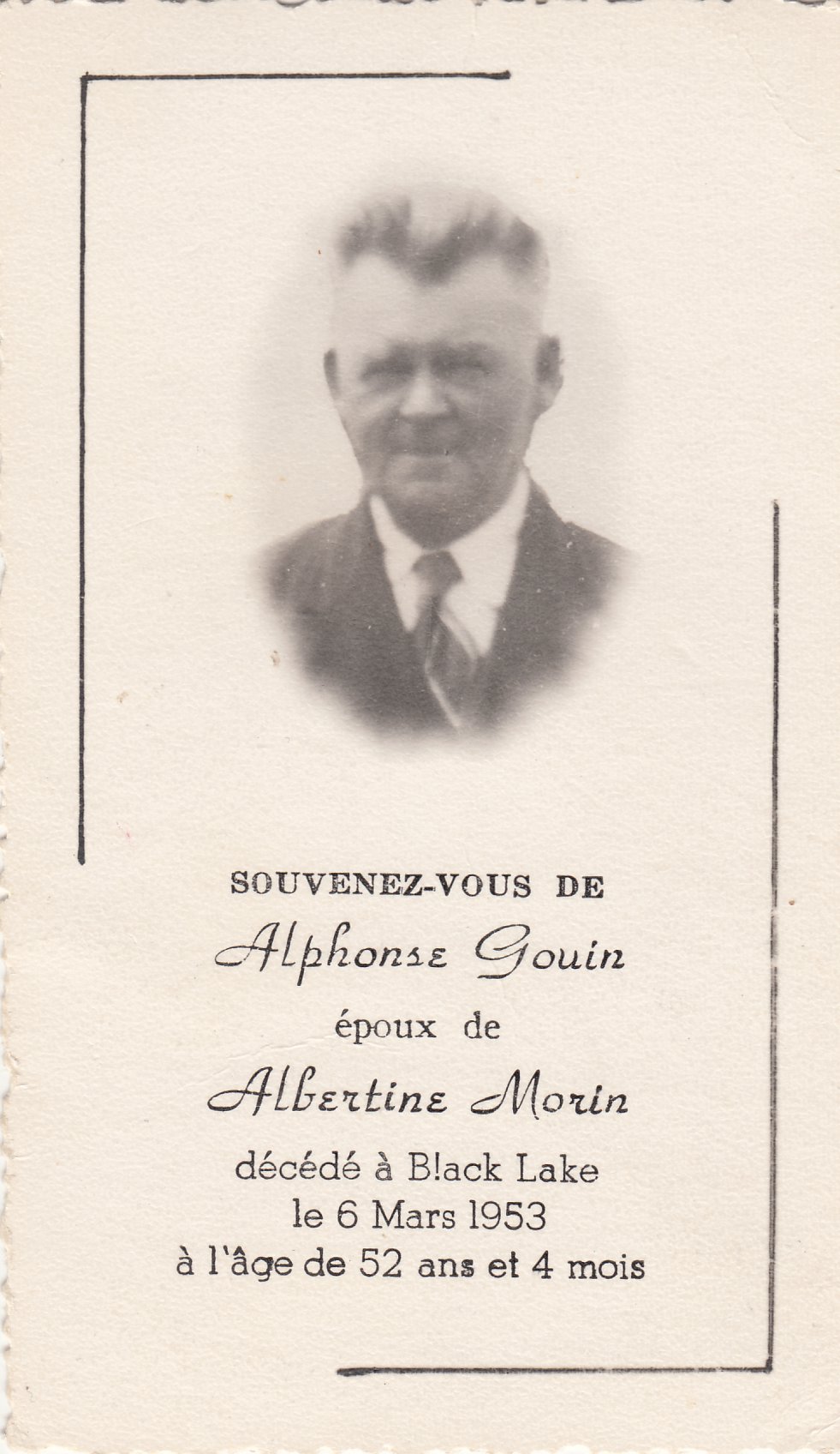 Portrait: carte mortuaire Portrait: carte mortuaire