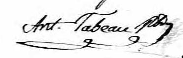 Signature d'Ant. Tabeau ptre: 24 septembre 1809