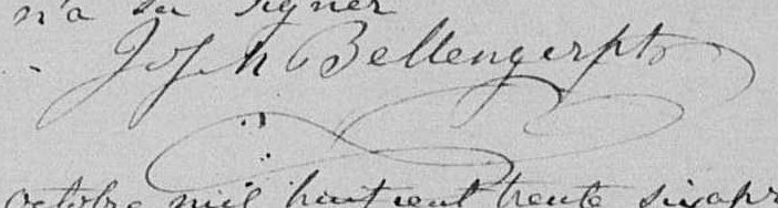 Signature de Joseoh Bellenger ptre: 25 ocrobre 1863