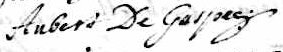 Signature d'Aubert de Gaspey: 6 mai 1707