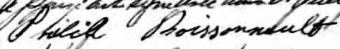 Signature de Philias Boissonnault: 13 novembre 1899 Signature de Philias Boissonnault: 13 novembre 1899