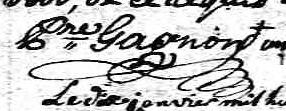 Signature de Pre Gagnon: 5 janvier 1823