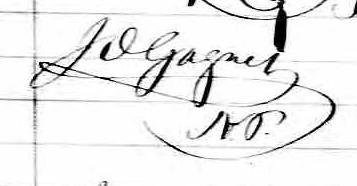 Signature de JO Gagné N.P.: 17 février 1869