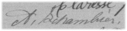 Signature d'A. Schambier: 14 mars 1884