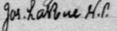 Signature de Jos. LaRue N.P.: 9 février 1889