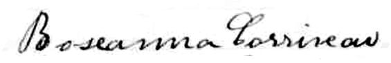 Signature de Roseanna Corriveau: 18 juillet 1899 Signature de Roseanna Corriveau: 18 juillet 1899
