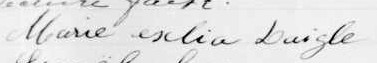 Signature de Marie Exlia Daigle: 18 novembre 1905 Signature de Marie Exlia Daigle: 18 novembre 1905