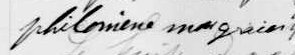 Signature de Philomène Mongrain: 7 octobre 1891 Signature de Philomène Mongrain: 7 octobre 1891