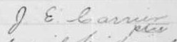 Signature de J. E. Carrier, ptre: 3 juillet 1898