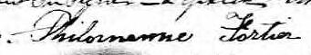 Signature de Philomenne Fortier: 23 novembre 1858 Signature de Philomenne Fortier: 23 novembre 1858