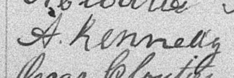 Signature de A. Kennedy: 27 mai 1892