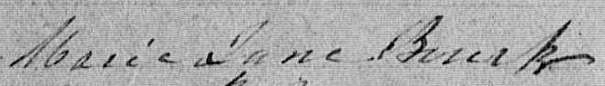 Signature de Marie Jane Bourk: 16 janvier 1871