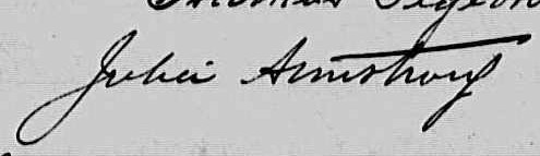 Signature de Julia Armstrong: 12 juillet 1864