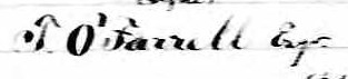 Signature de John O'Farrell Esq: 18 février 1858
