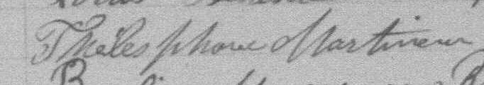 Signature de Thélesphore Martineau: 14 avril 1891 Signature de Thélesphore Martineau: 14 avril 1891