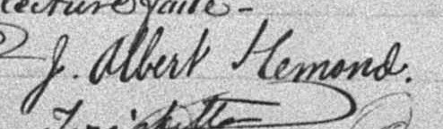 Signature de J. Albert Hemond: 13 août 1897