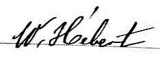 Signature de W. Hébert: 9 juin 1907