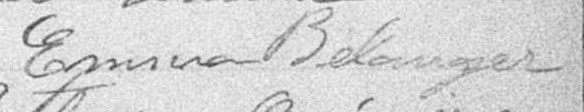 Signature d'Emma Bélanger: 2 mai 1898