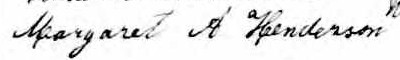 Signature de Margaret A Henderson: 12 mai 1873
