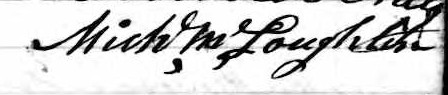 Signature de Mich Ira McLoughlin: 20 février 1840