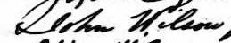 Signature de John Wilson: 13 janvier 1842