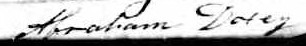 Signature d'Abraham Doxey: premier janvier 1841