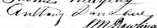 Signature de Anthony Danahue: 16 février 1875