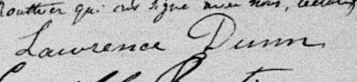 Signature de Lawrence Dunn: 12 novembre 1894 Signature de Lawrence Dunn: 12 novembre 1894