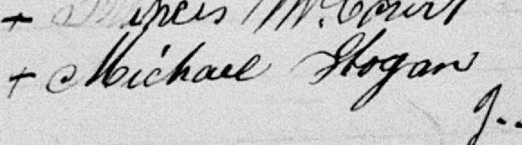 Signature de Michael Hogan: 5 août 1884