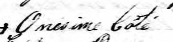 Signature de Onésime Coté: 30 avril 1876 Signature de Onésime Coté: 30 avril 1876