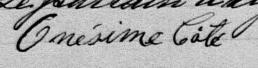 Signature de Onésime Coté: 24 janvier 1881 Signature de Onésime Coté: 24 janvier 1881