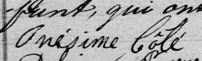 Signature de Onésime Côté: 26 décembre 1883 Signature de Onésime Côté: 26 décembre 1883
