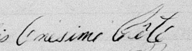 Signature d'Onésime Côté: 28 août 1884 Signature d'Onésime Côté: 28 août 1884