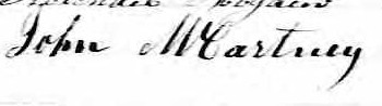 Signature de John McCartney: 3 novembre 1862
