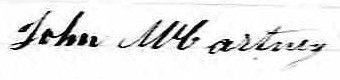 Signature de John McCartney: 14 juin 1864