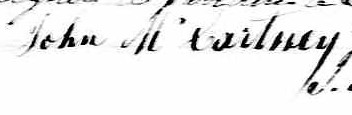 Signature de John McCartney: 27 décembre 1851