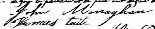 Signature de John Monaghan: 25 mars 1847 Signature de John Monaghan: 25 mars 1847