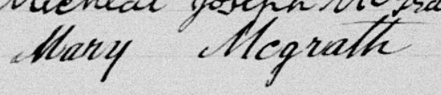 Signature de Mary McGrath: 17 février 1892