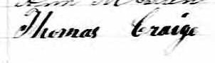 Signature de Thomas Craige: 19 avril 1864