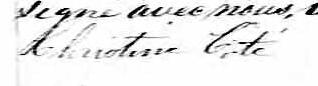 Signature de Christine Coté: 7 février 1871