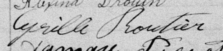 Signature de Cyrille Routier: 5 août 1895 Signature de Cyrille Routier: 5 août 1895
