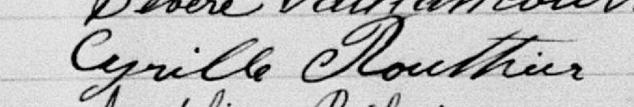 Signature de Cyrille Routhier: 23 avril 1896 Signature de Cyrille Routhier: 23 avril 1896