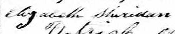 Signature d'Elizabeth Sheridan: premier mai 1860 Signature d'Elizabeth Sheridan: premier mai 1860