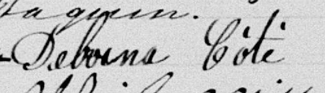 Signature de Delvina Côté: 6 novembre 1890