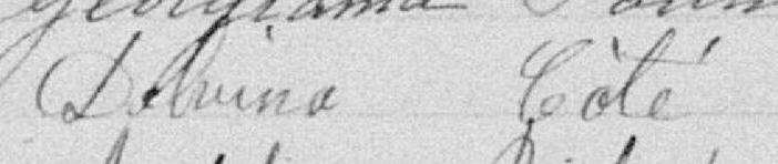 Signature de Delvina Côté: 26 février 1900