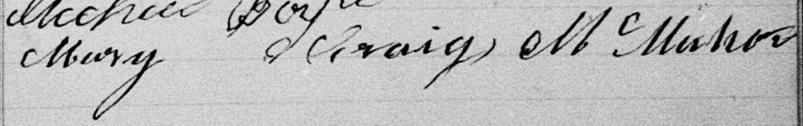 Signature de Mary Craig McMahon: 30 novembre 1890