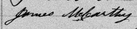 Signature de James McCarthy: 24 juin 1881 Signature de James McCarthy: 24 juin 1881