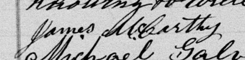 Signature de James McCarthy: 15 juin 1883 Signature de James McCarthy: 15 juin 1883
