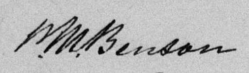 Signature de P.M. Benson: 16 février 1834