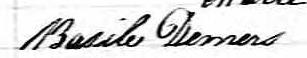 Signature de Basile Demers: 9 avril 1850